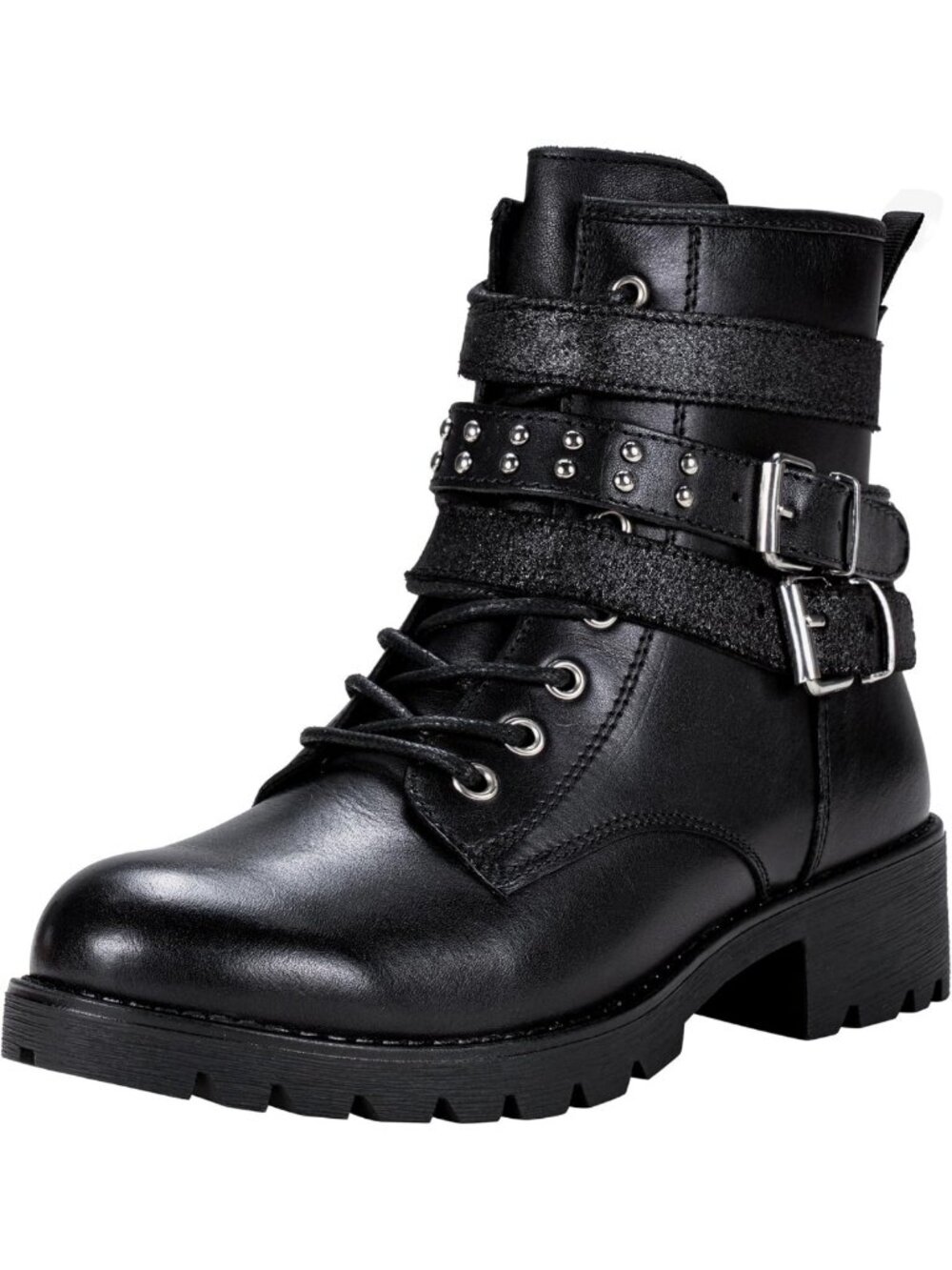 Stylish Lace-Up Combat Ankle Boots with Zipper & Lug Sole for Women